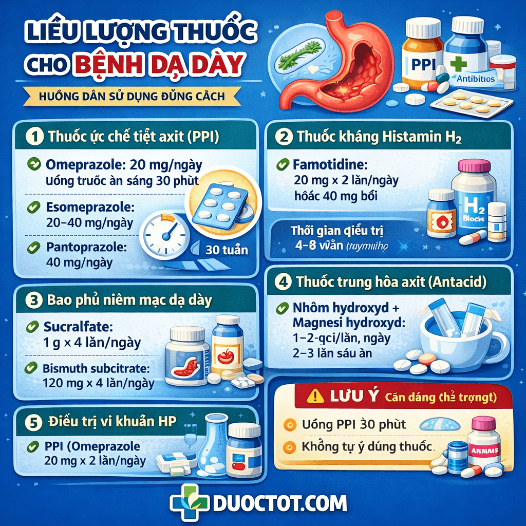 Liều lượng thuốc điều trị dạ dày Liều lượng thuốc điều trị dạ dày